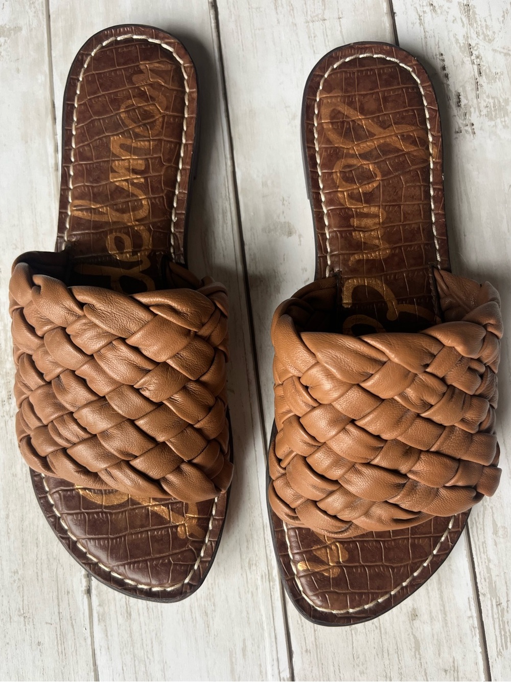 Sam Edelman Griffin Braided Slide Sandals in Tan Brown Size 9